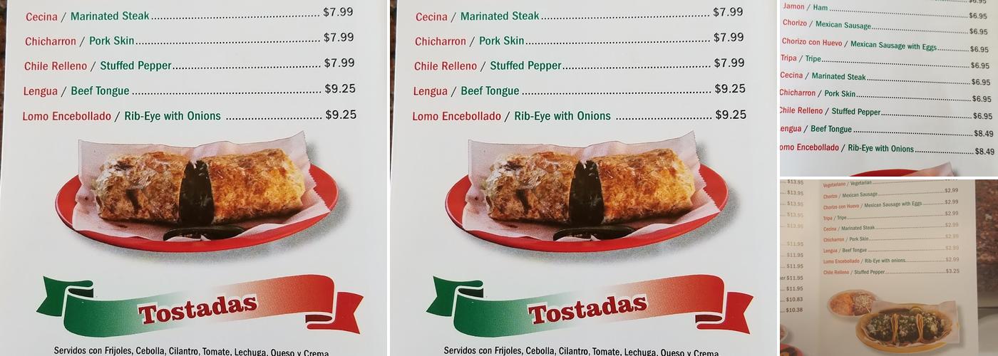 Taco El Jalisciense Menu