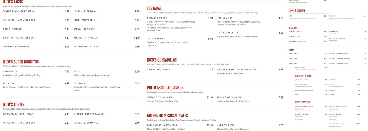 Rico's Tacos & Mexican Grill Menu