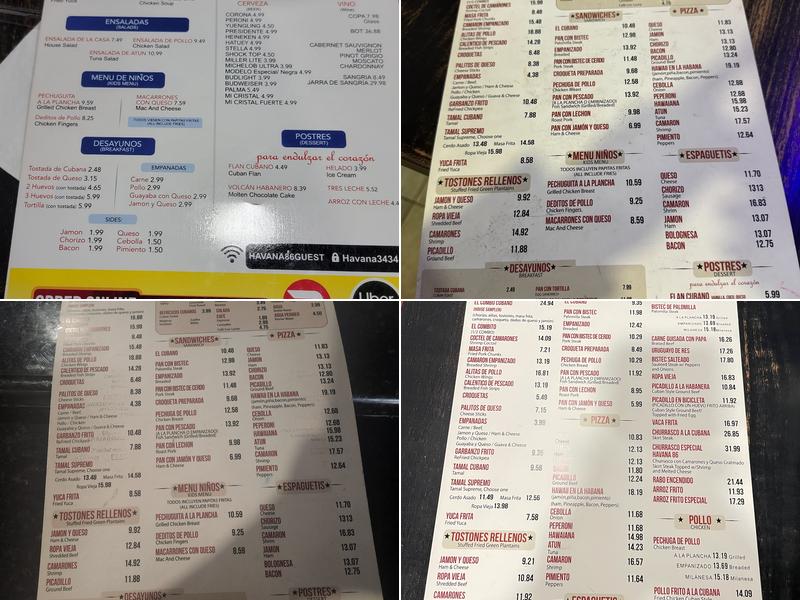 HAVANA 86 - Authentic Cuban Flavor Menu