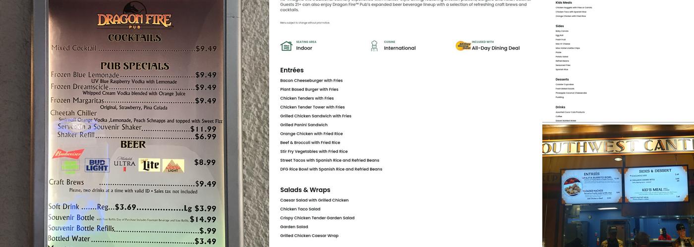 Dragon Fire Grill Menu