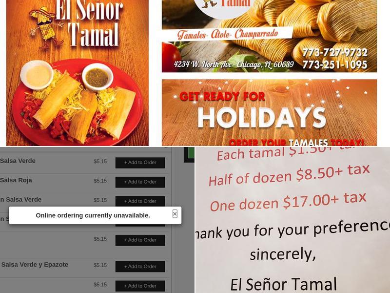 El Señor Tamal Menu