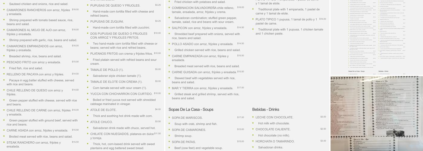 Los Planes De Renderos Menu
