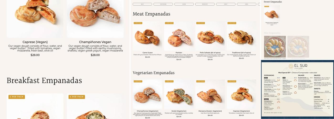 El Sur Empanadas Menu