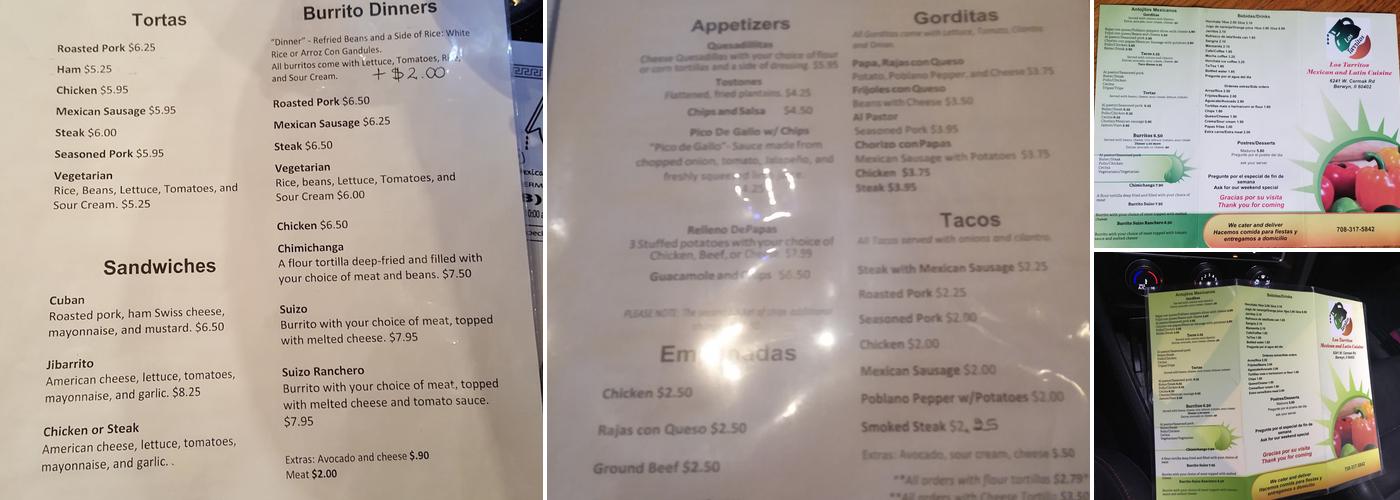 Los Tarritos restaurante Menu