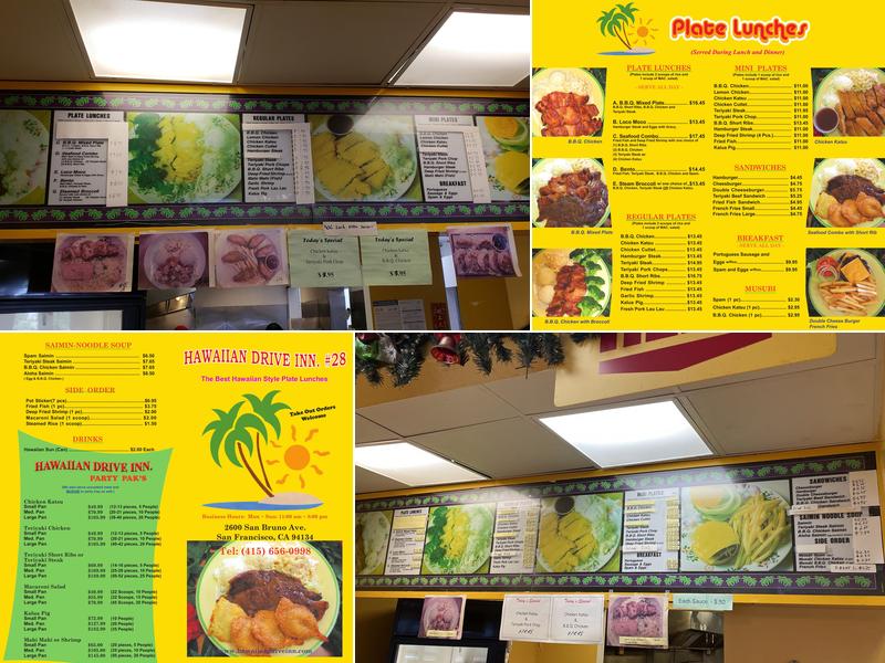 Hawaiian Drive Inn Menu