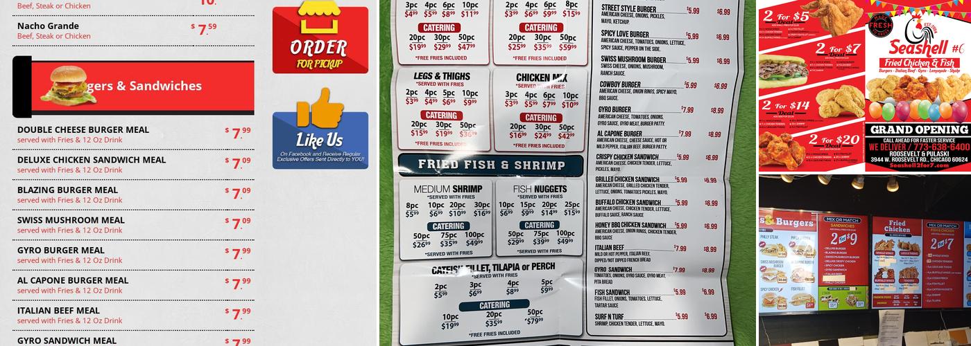 Seashell Restaurant on Roosevelt Menu