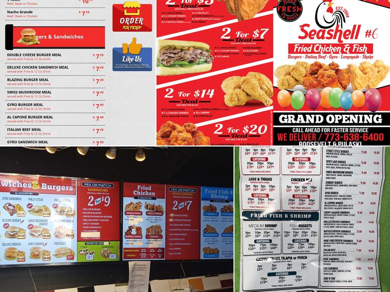 Seashell Restaurant on Roosevelt Menu