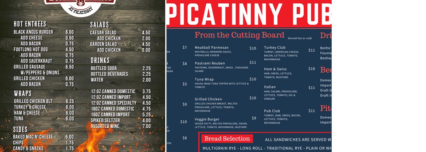 Sam Adams Pub Menu