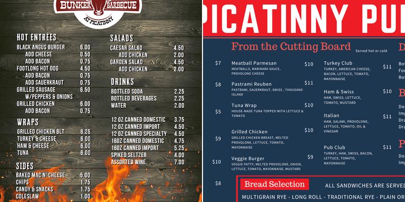 Sam Adams Pub Menu