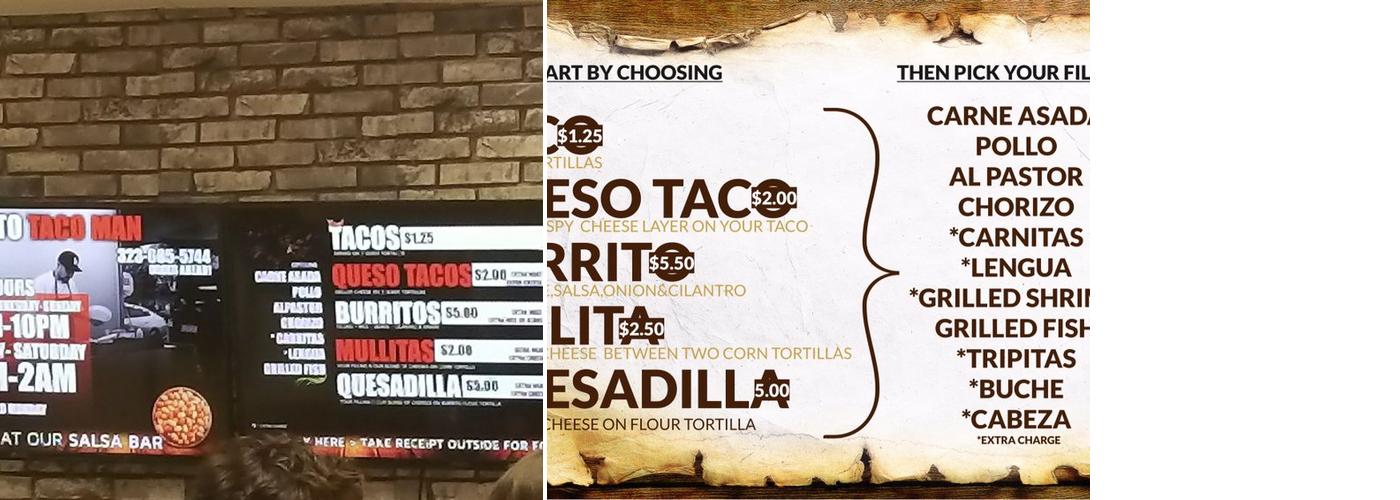 TACO MAN Menu