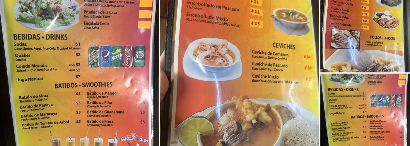 Sabor Cuencano Restaurant Menu
