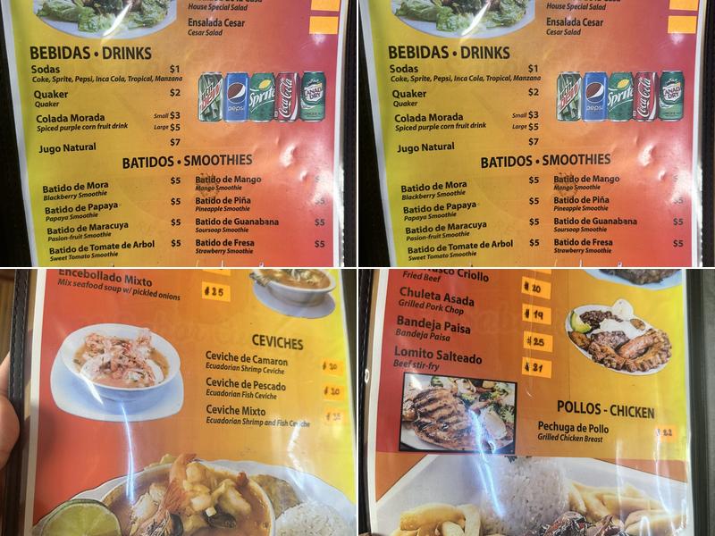 Sabor Cuencano Restaurant Menu