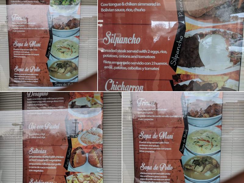 The Bolivian Sabor Menu