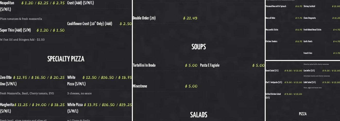 Bacco Menu