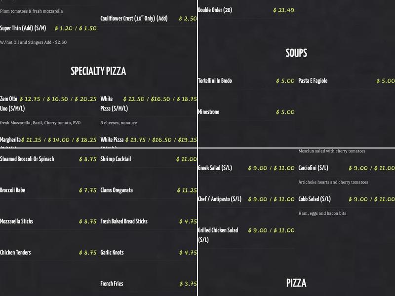 Bacco Menu