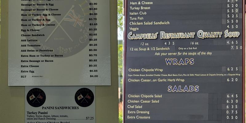 William III Cafe Menu
