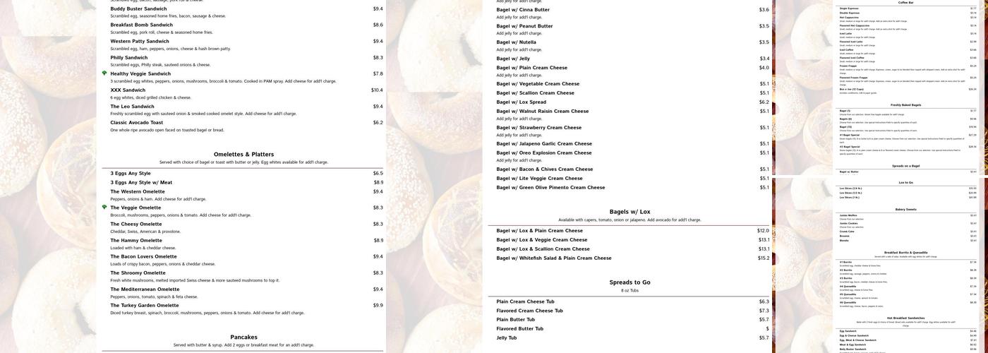 Bagel Bazaar Menu