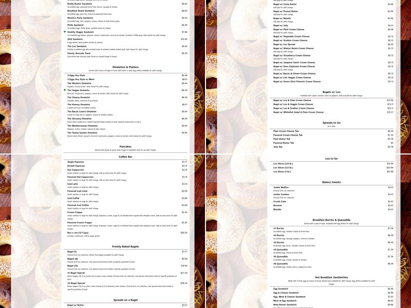 Bagel Bazaar Menu