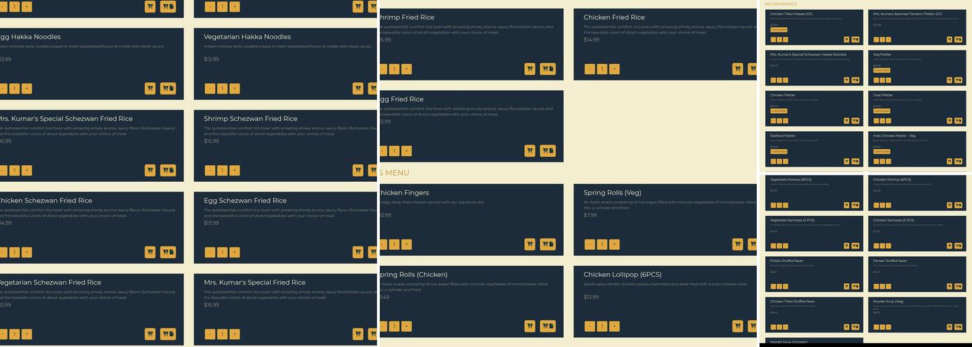 Mrs. Kumar's Indian Cuisine Menu