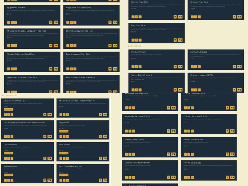 Mrs. Kumar's Indian Cuisine Menu