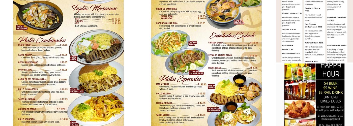 El Cuscatleco Restaurant Menu