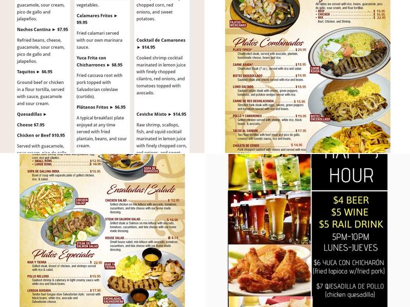 El Cuscatleco Restaurant Menu