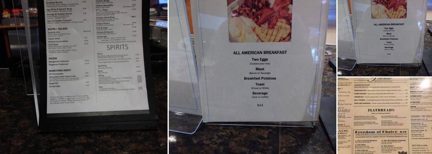 Potomac Restaurant & Lounge Menu