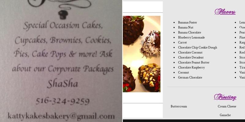 Katty Kakes Bakery Menu
