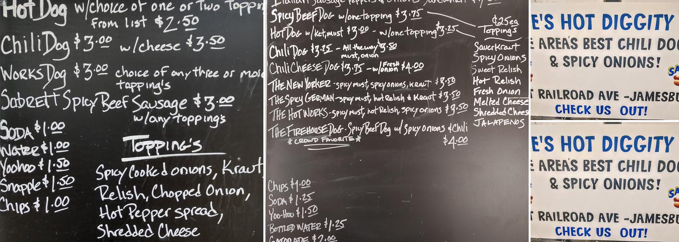 Gene's Hot Diggity Dog Menu