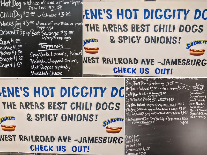 Gene's Hot Diggity Dog Menu