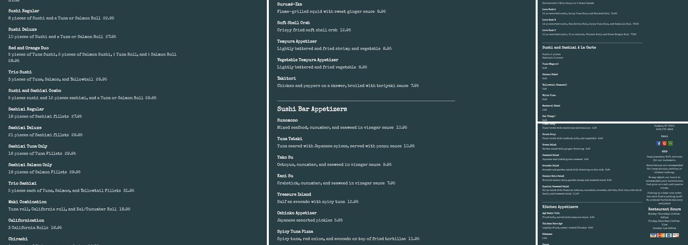 Fujiyama Japanese Sushi & Steak House Menu