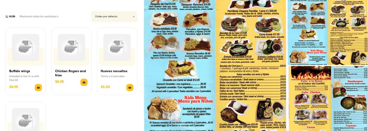 El sabor de el chef Menu