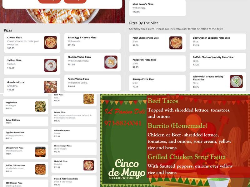 IL Panino Pizza Menu