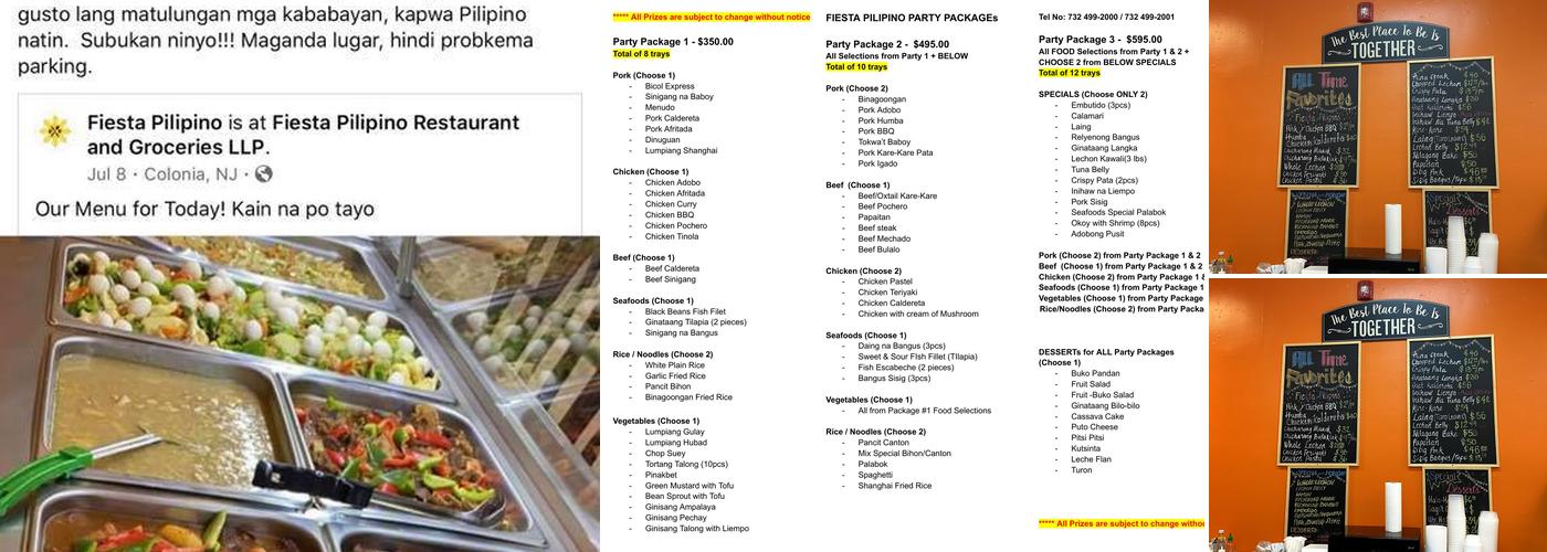Fiesta Pilipino Restaurant and Groceries Menu