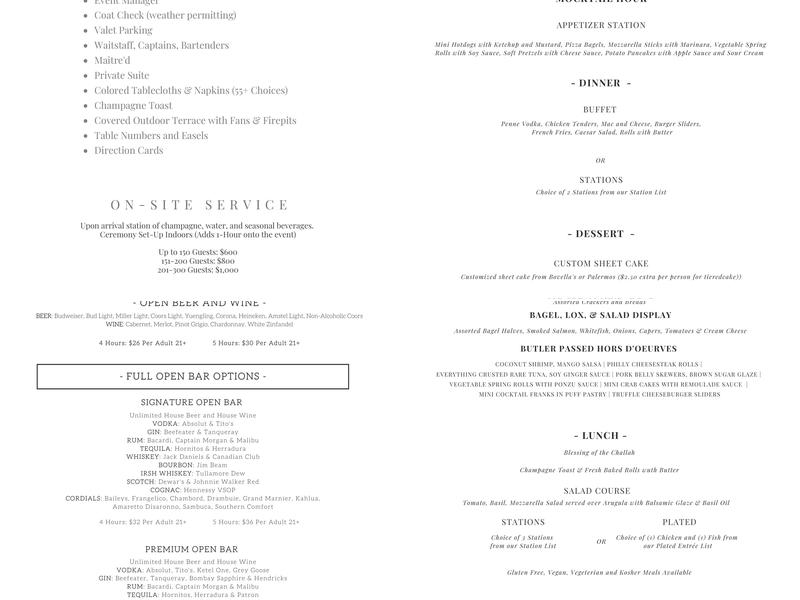 The Clubhouse at Galloping Hill Golf Course Menu