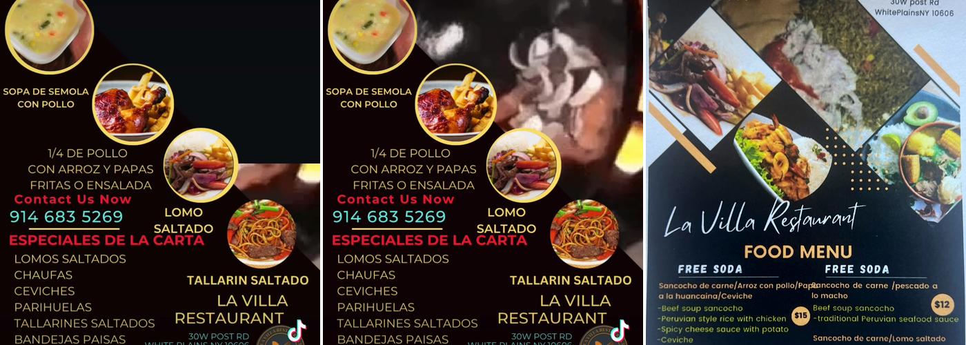 La Villa Peruvian Restaurant Menu