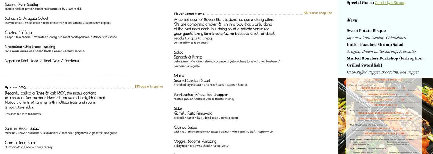 Remarkable Cuisine LLC Menu