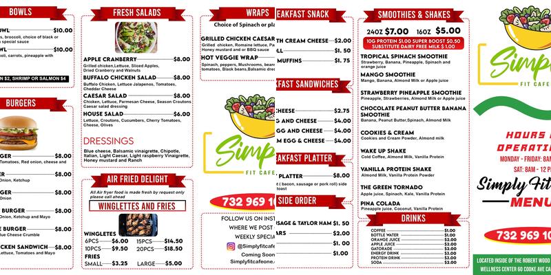 Fit & Fresh Cafe Menu