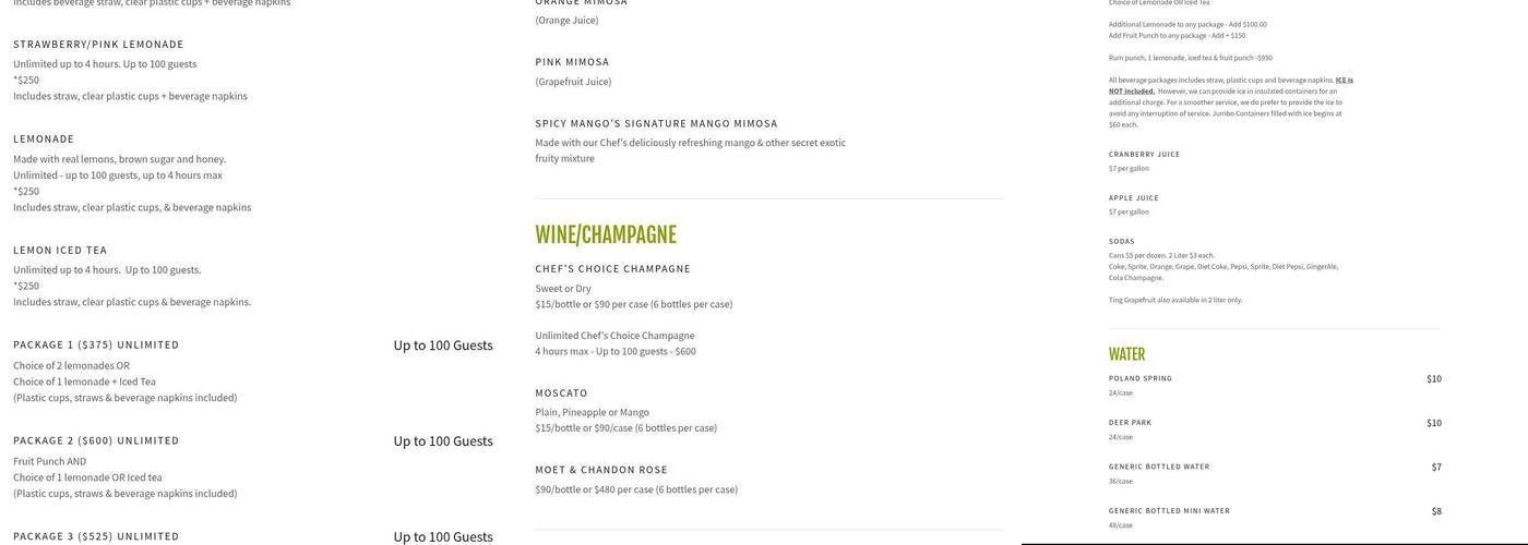 Le Spicy Mango Menu