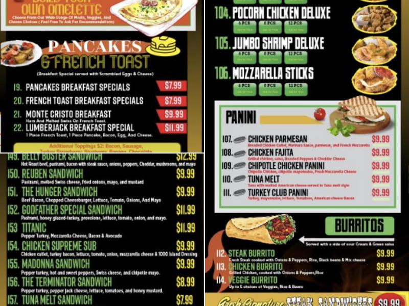 Sam's Place Menu