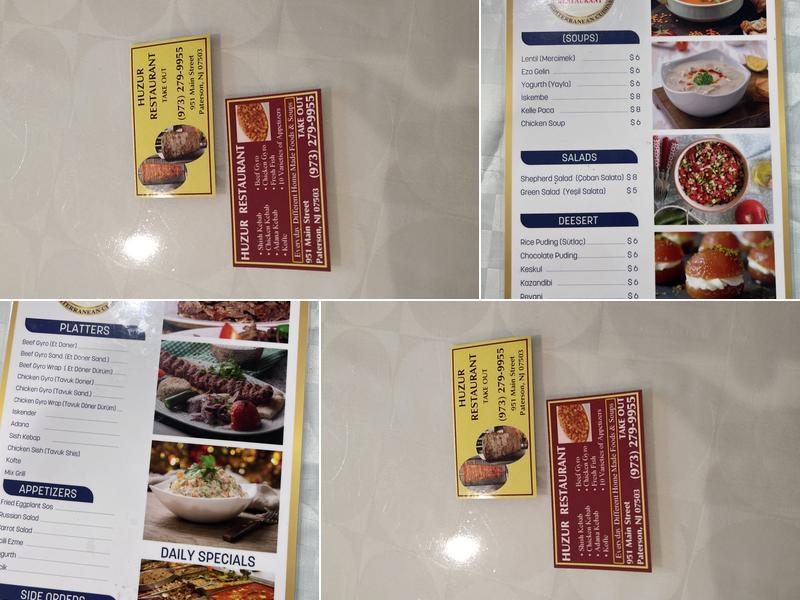 Huzur Restaurant Menu