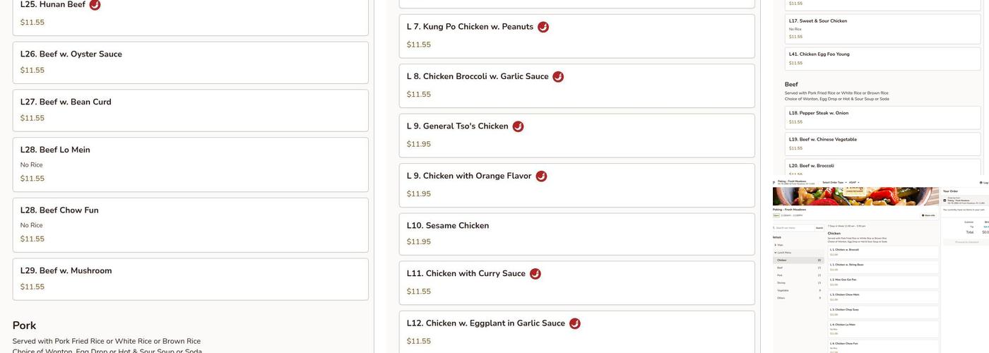 Peking Menu
