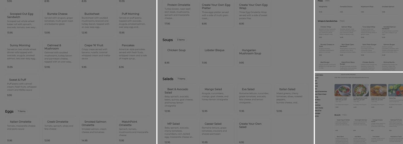 MatchPoint Cafe Menu