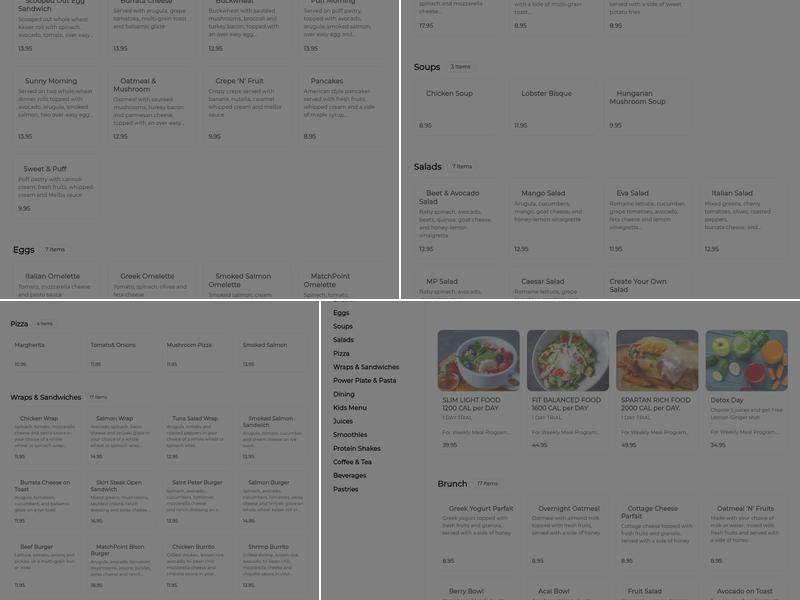 MatchPoint Cafe Menu