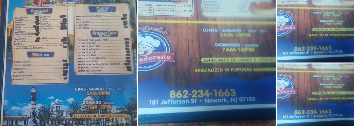 El Rinconcito Salvadoreño Menu