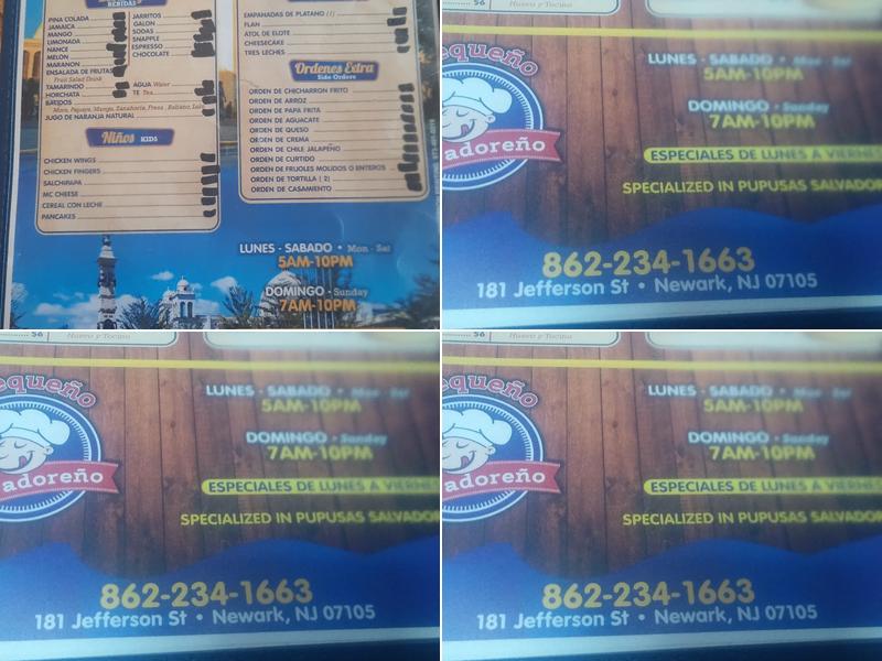 El Rinconcito Salvadoreño Menu