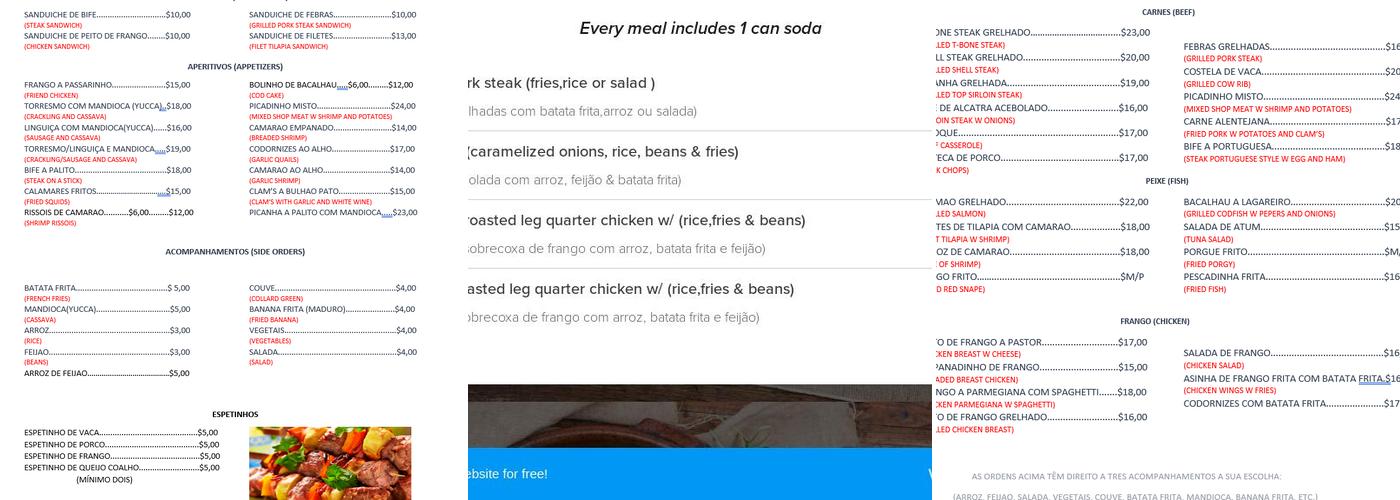 Jacare Do Brasil Restaurant Menu