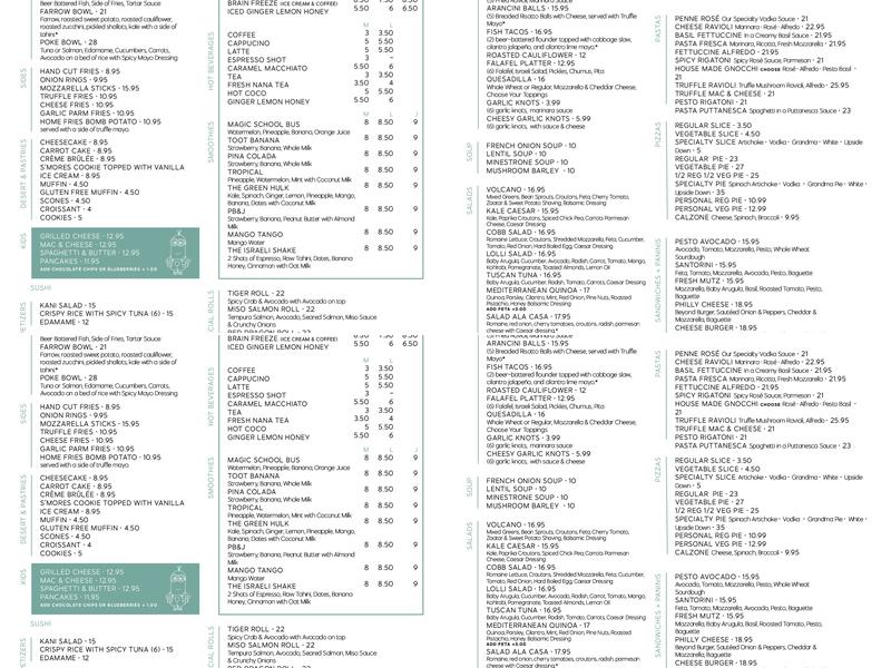 Cafe Rose Brooklyn Menu