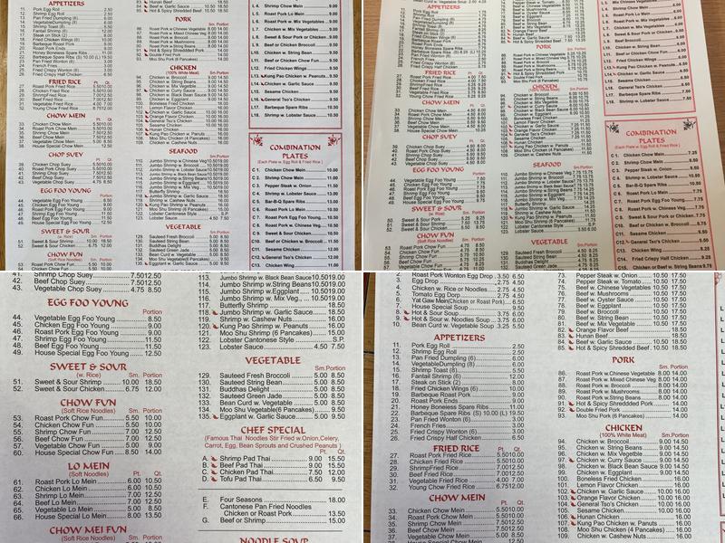 China Moon Open Kitchen Menu