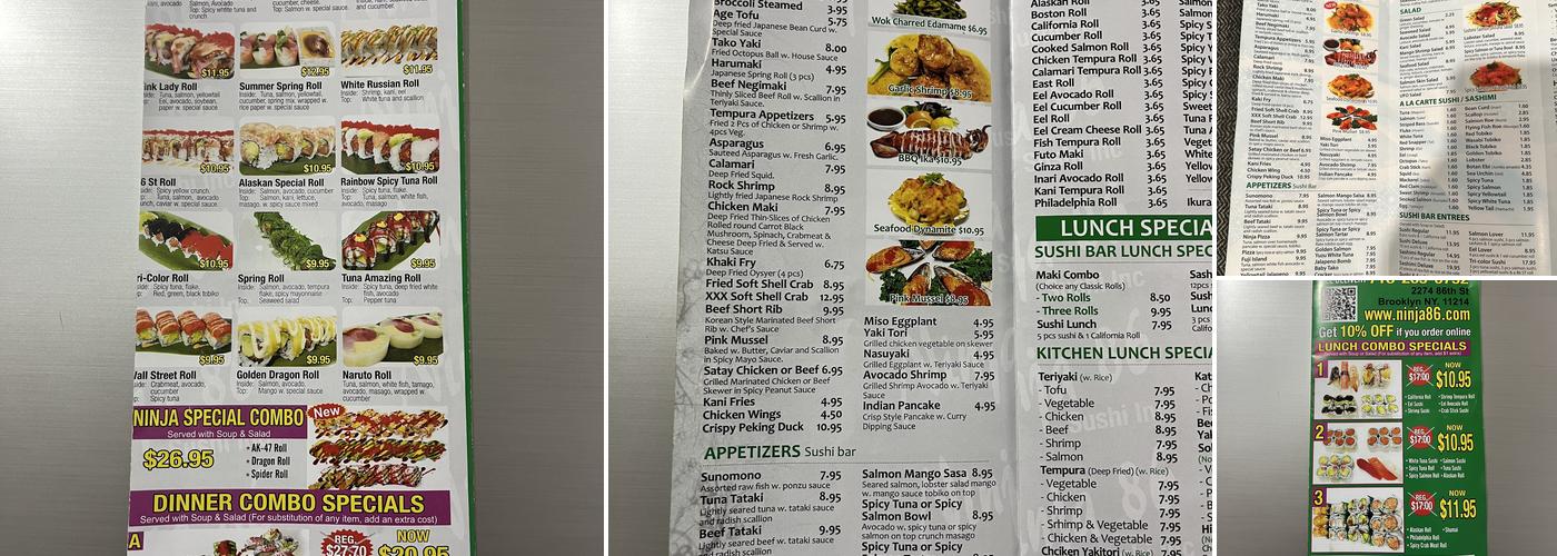 Ninja Sushi Menu